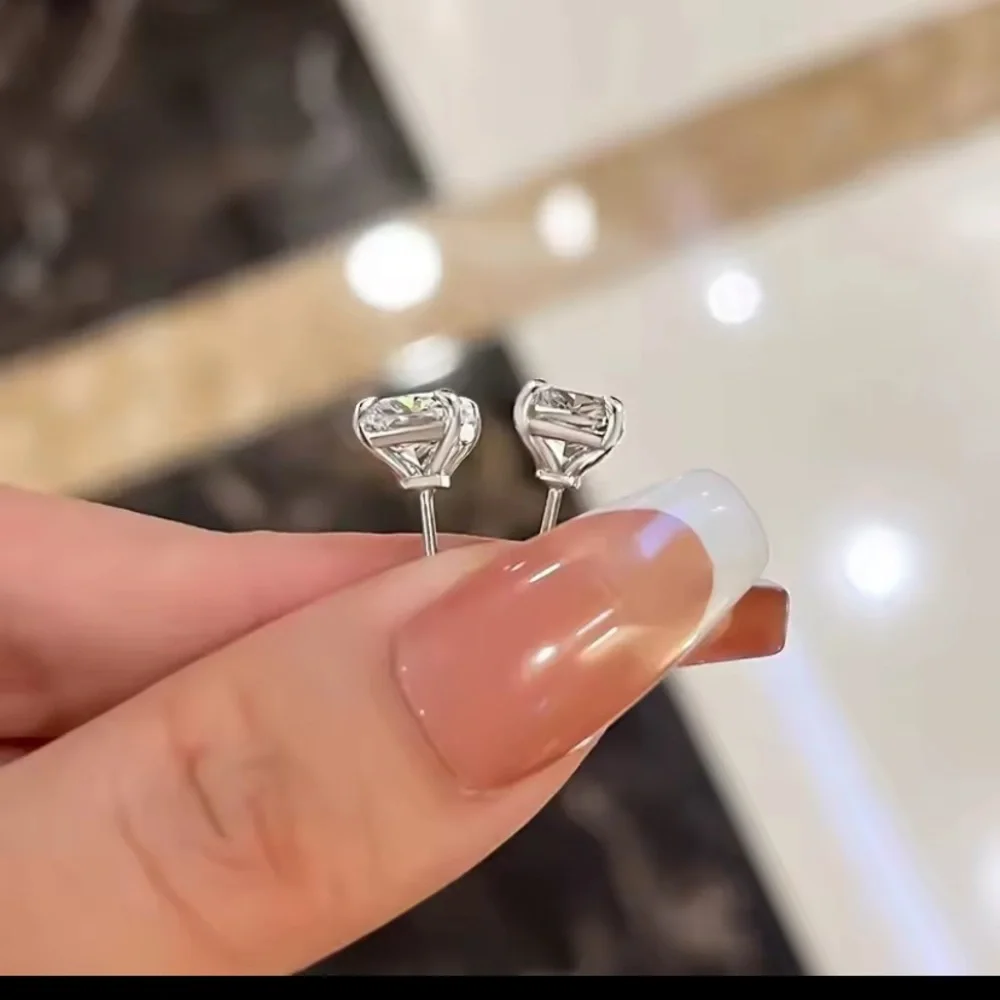 Moissanite & 9.25 Sterling Silver Stud Earrings 2 CTs